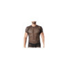 T-shirt noir sexy filet irrégulier fétichiste 